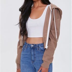Forever 21 Women’s Plus Size Basic Fleece Zip Up Jacket Size 1X Caramel Hoodie